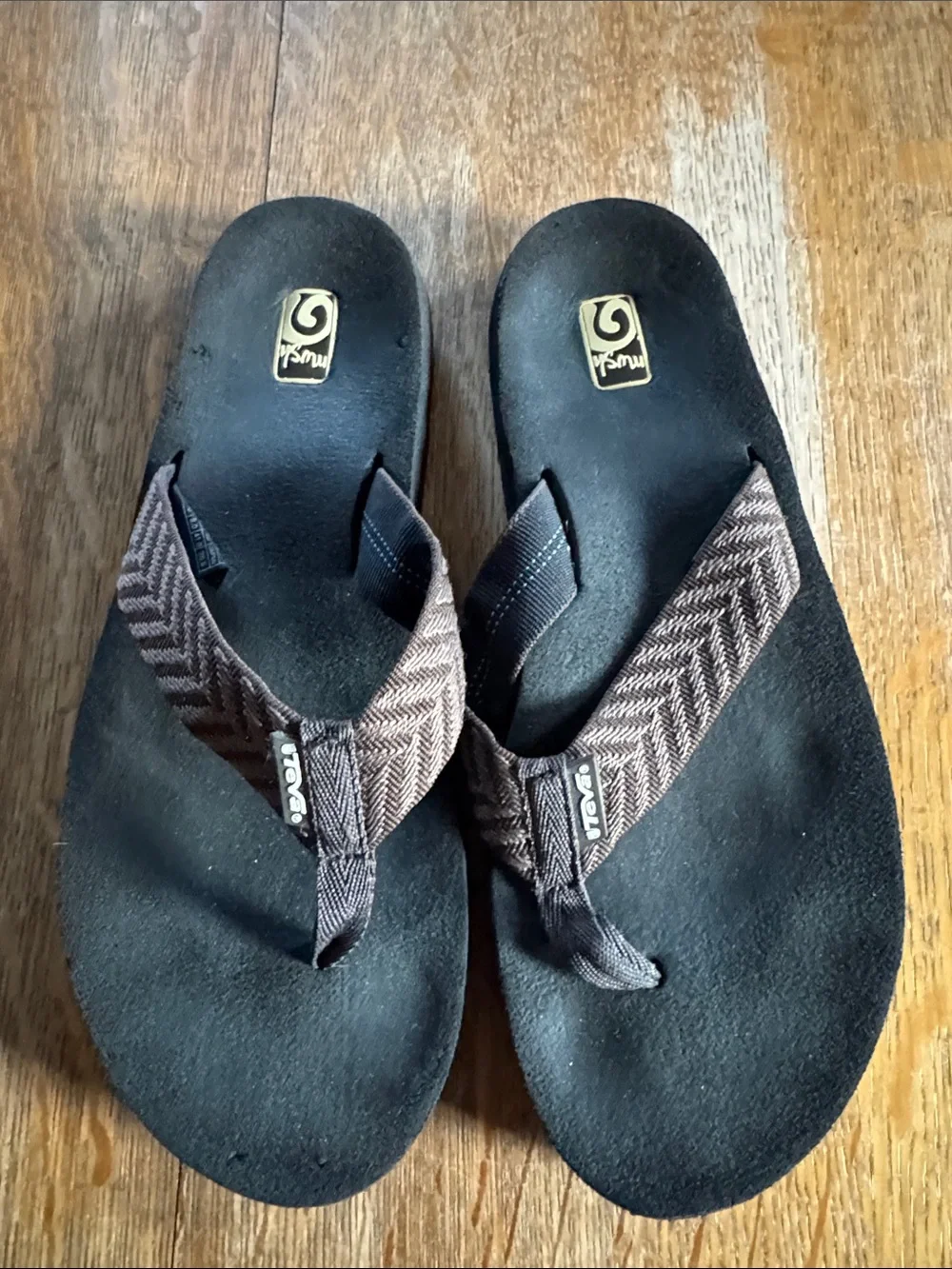 Teva Black and Brown Strap Women's Flip Flop Sandals